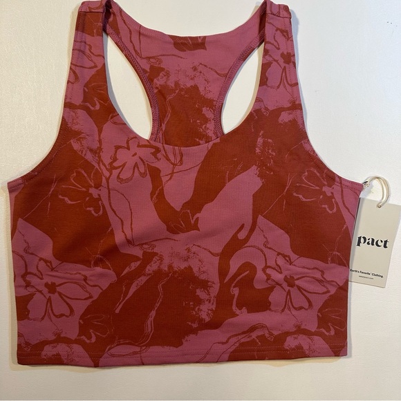 Pact Red and Pink Floral Crop Top - Picture 1 of 12